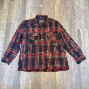 Men's Vintage Backpacker Men's Outdoors Plaid Flannel Shirt Red Size XL